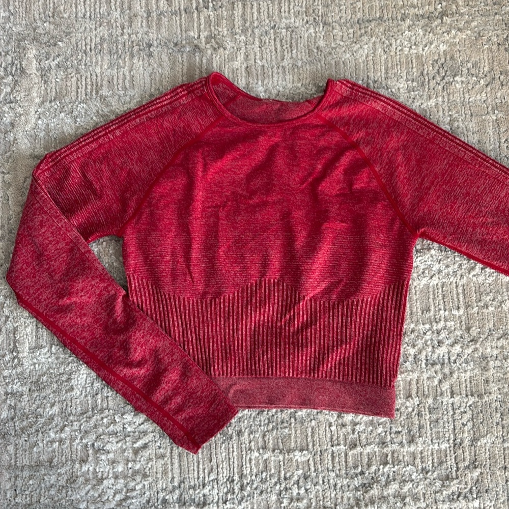 Red Long-Sleeve Fabletics Top